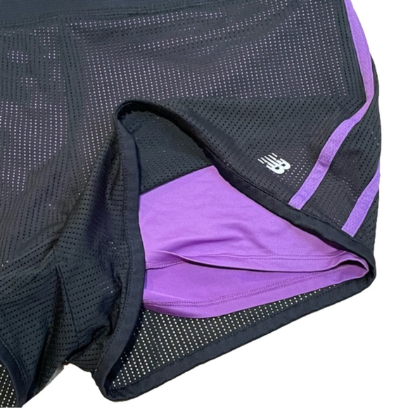 New Balance Purple and Black Mesh Running Shorts Size Large - Picture 6 of 7